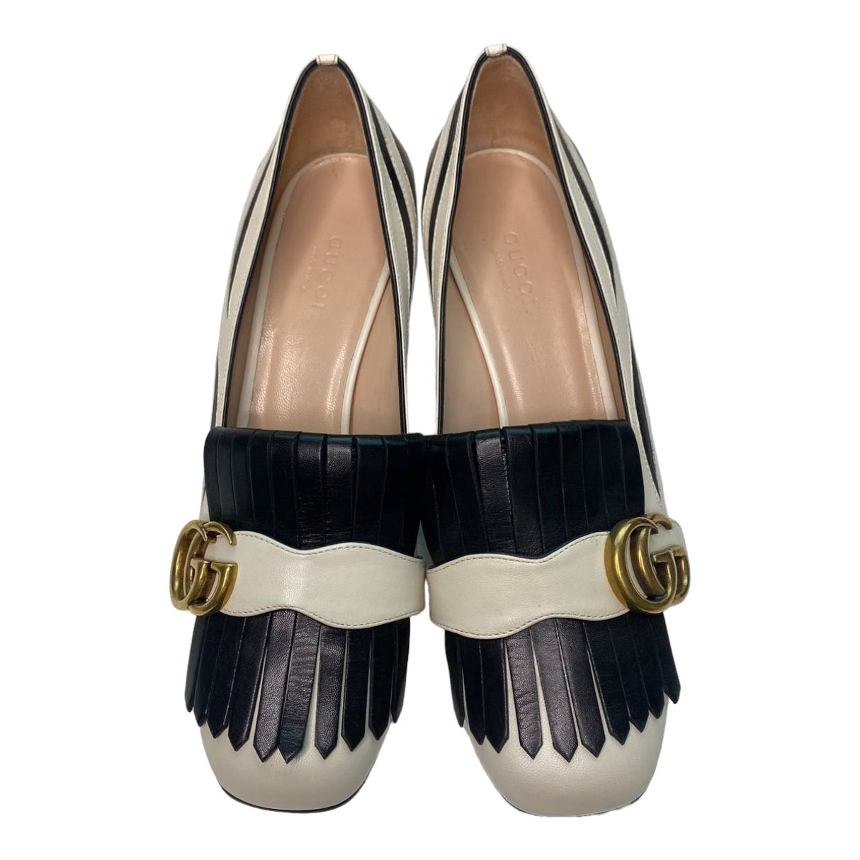 Gucci Leather White Heels-ASecondChance-Lebanon