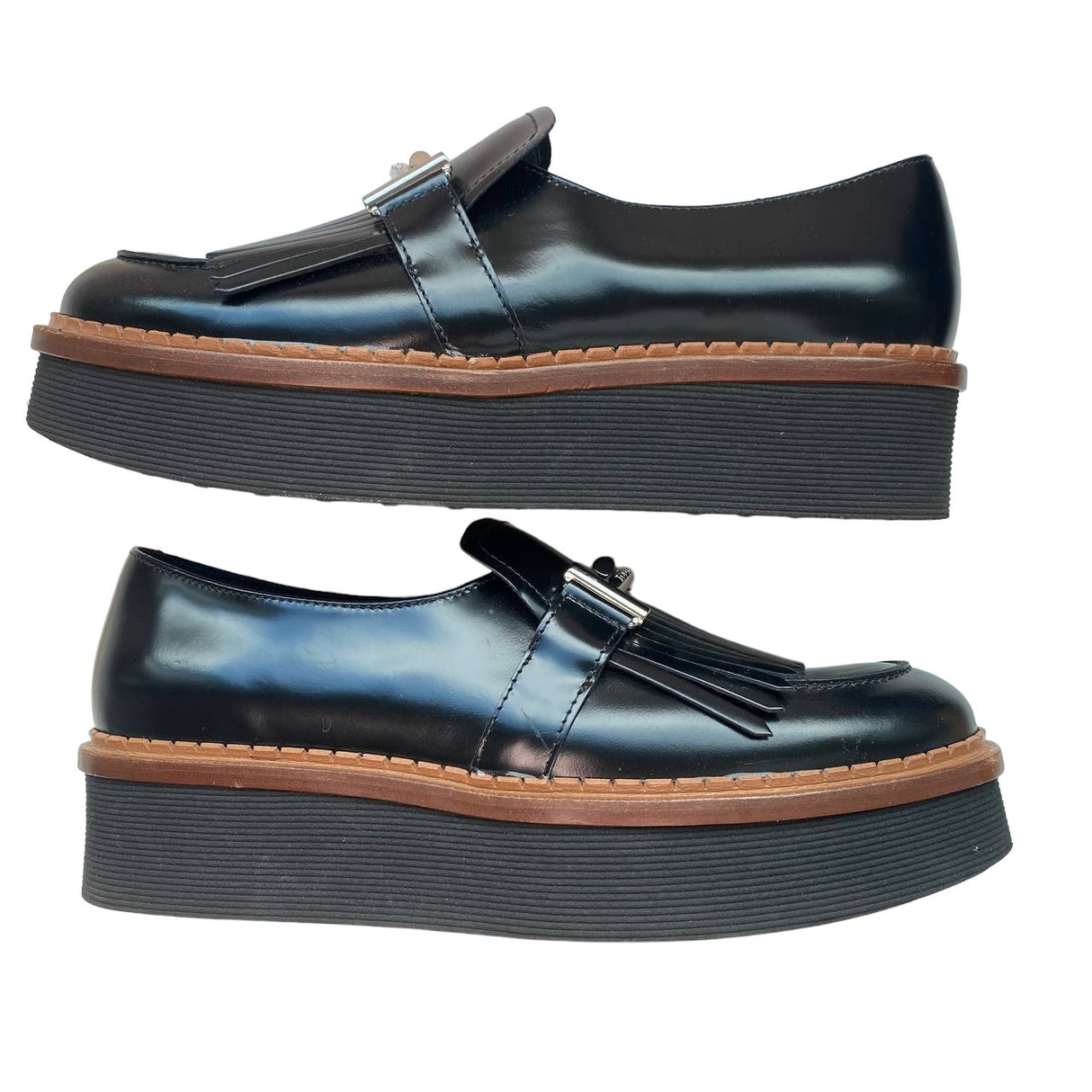 Tod's Black Glazed Leather Shoes-ASecondChance-Lebanon