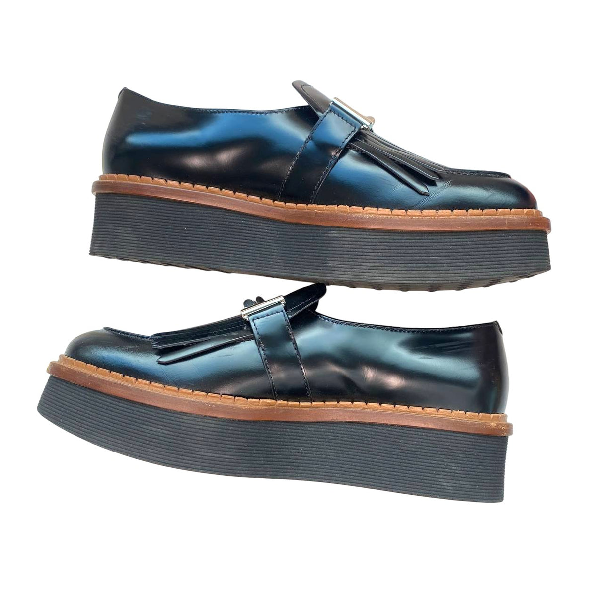 Tod's Black Glazed Leather Shoes-ASecondChance-Lebanon