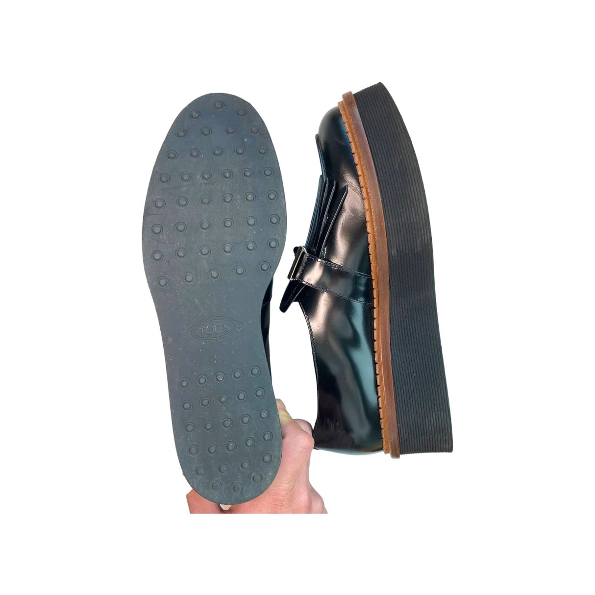 Tod's Black Glazed Leather Shoes-ASecondChance-Lebanon