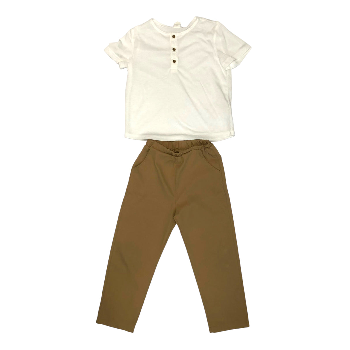 A second Chance - Shein Set -Brown Pant & White Shirt ( 4 ) Kids - Delivery All Over Lebanon