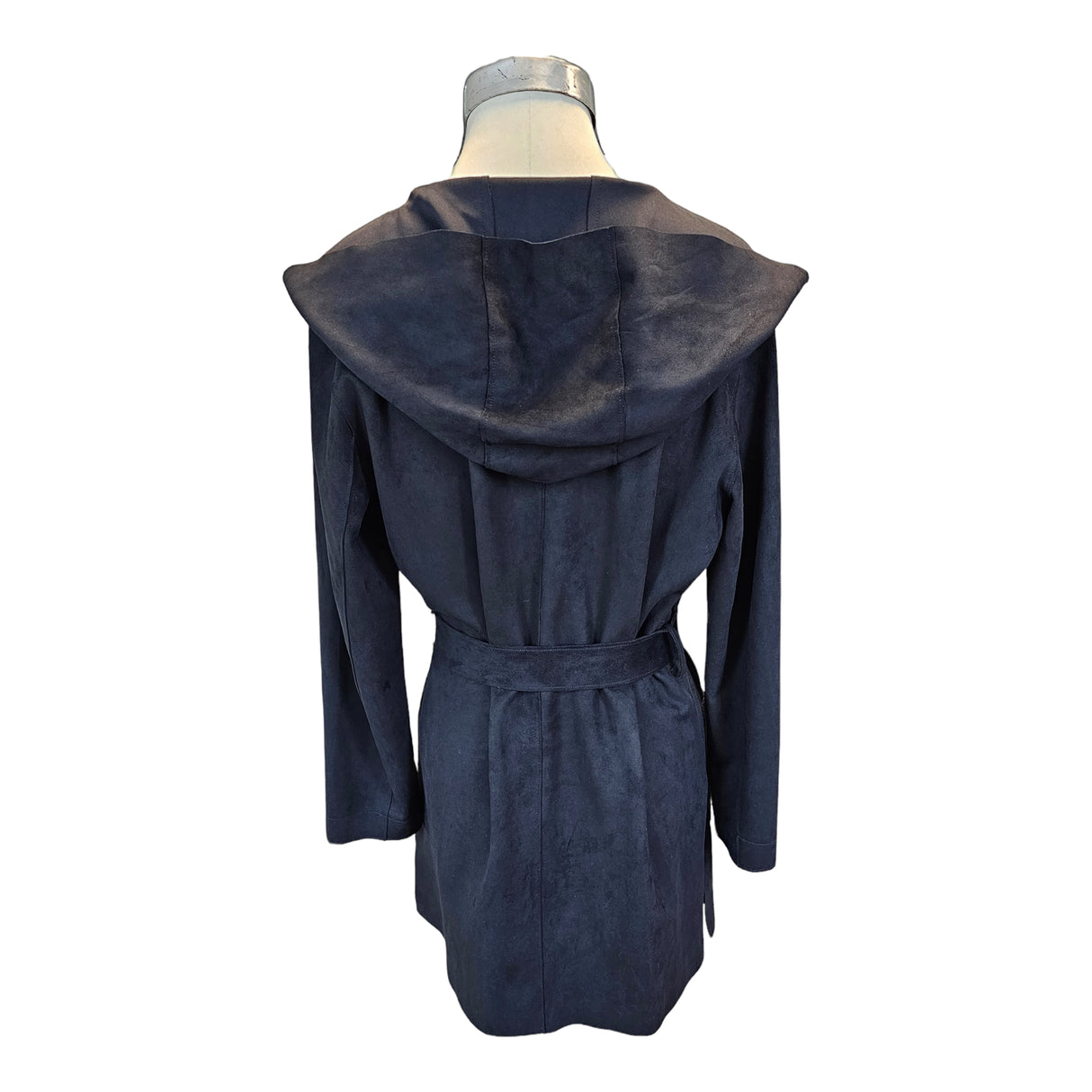 Belted Suede Jacket with Hoodie