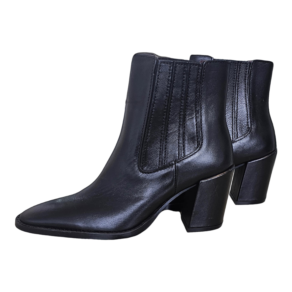 Leather Heeled Pull Ankle Boots