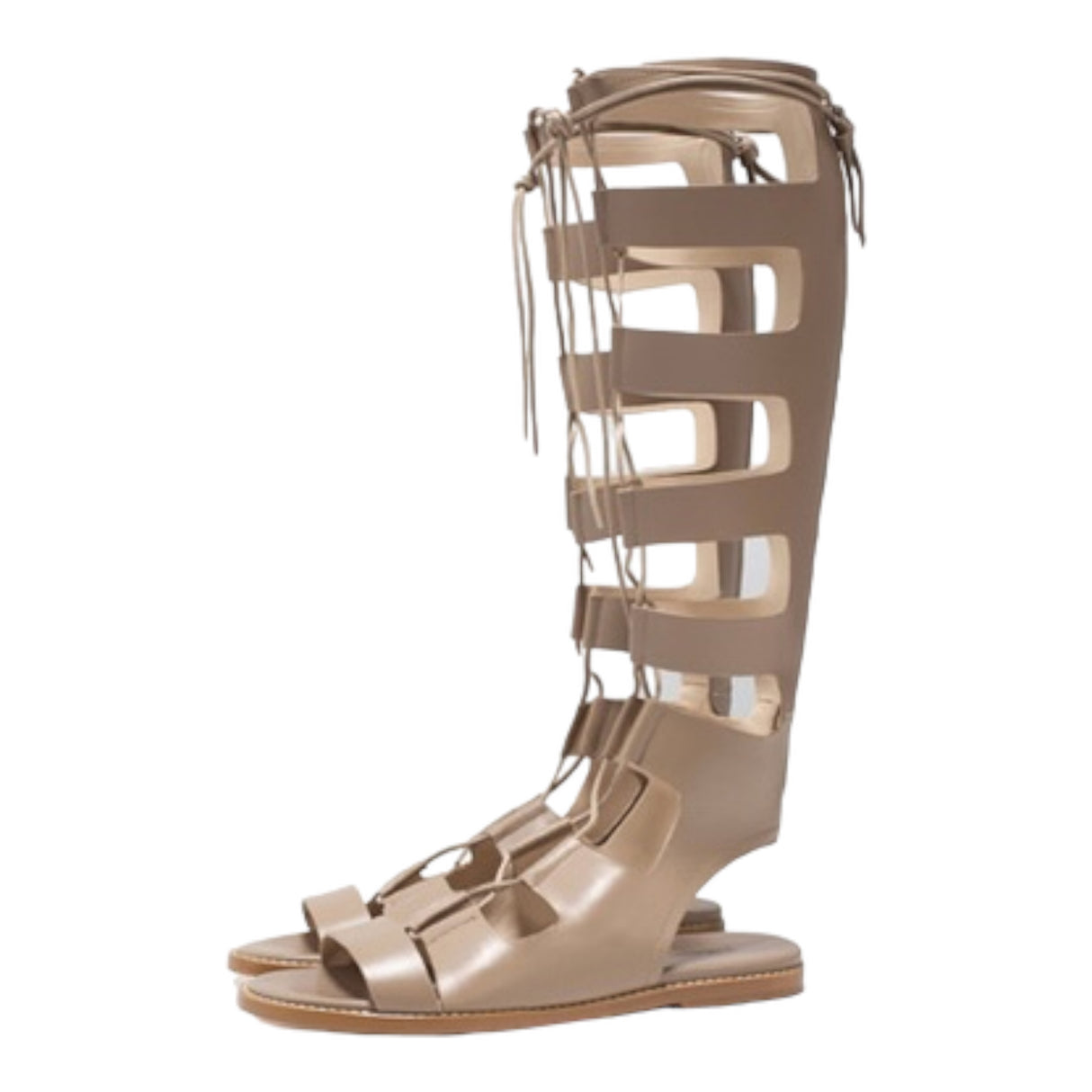 Taupe Leather Gladiator Roman Sandals - Never Worn