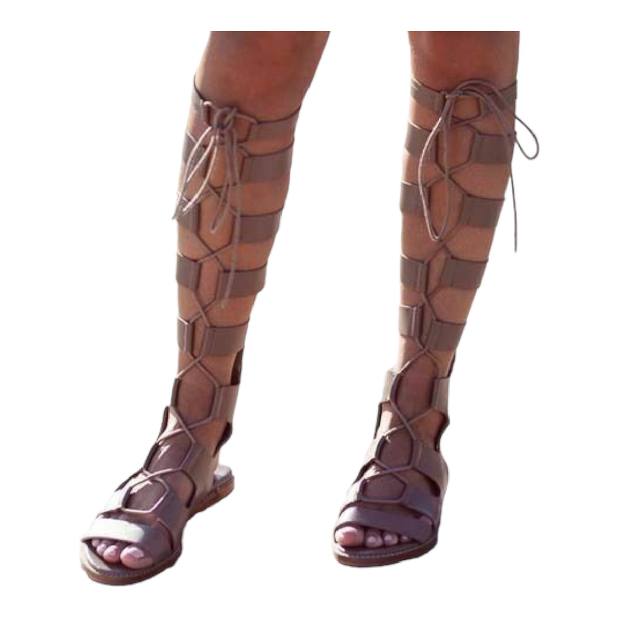 Taupe Leather Gladiator Roman Sandals - Never Worn