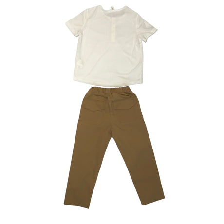 A second Chance - Shein Set -Brown  Pant & White Shirt ( 4 ) Kids - Delivery All Over Lebanon