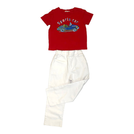A second Chance - Shein Set -Red  Pant 4 & White Shirt (3 ) Kids  - Delivery All Over Lebanon